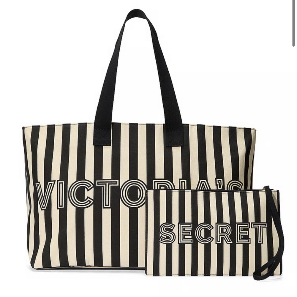 Victoria's Secret Black and White Tote Bag Set